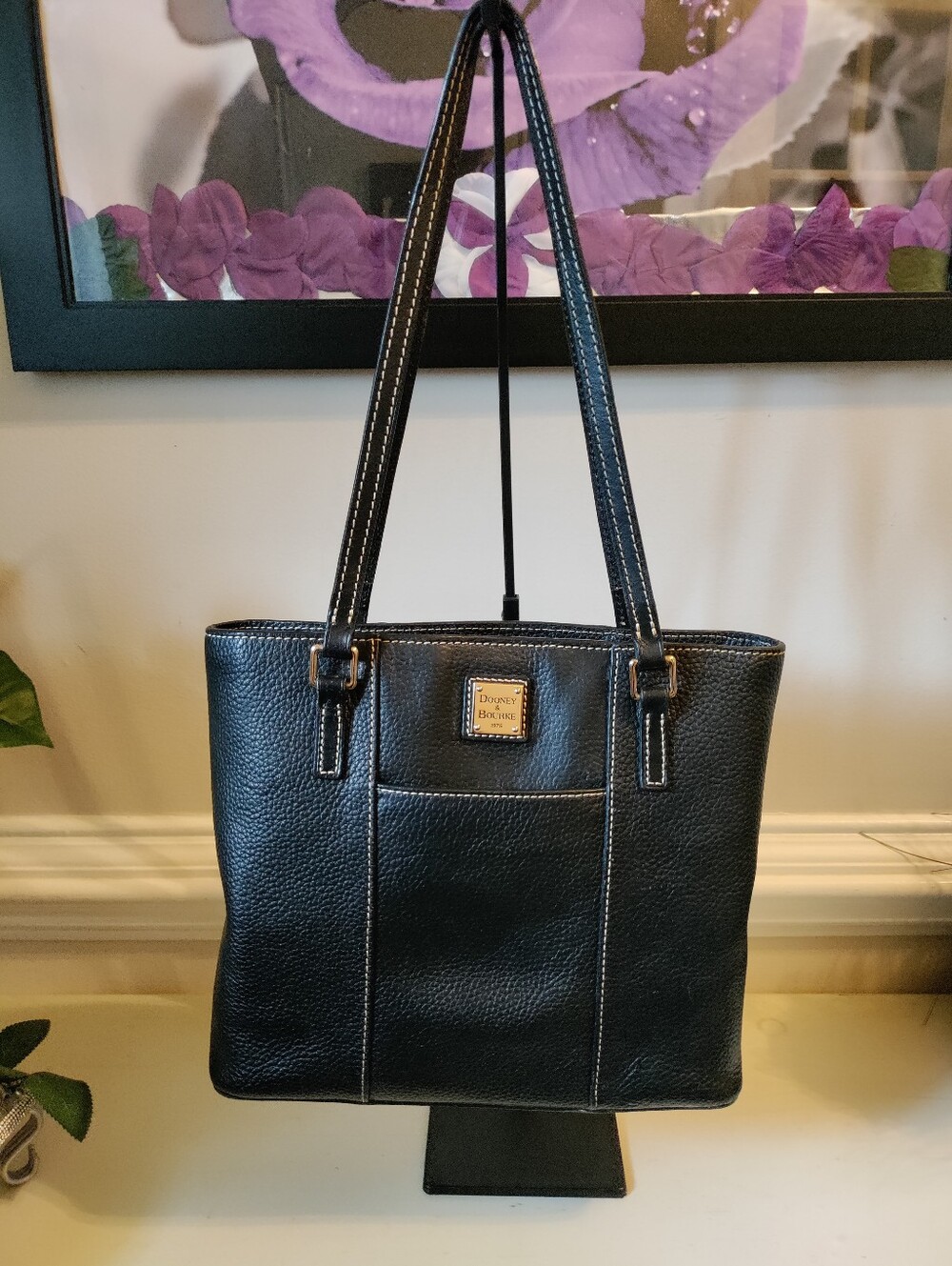 Dooney & Bourke Black Pebbled Leather Tote Shoulder Bag